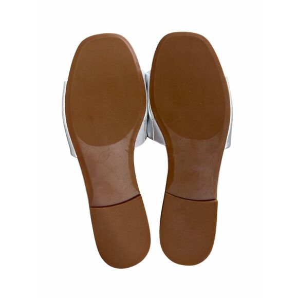 Nordstrom Caryl Slide Sandal Silver Size 6 Leather Sandals - Picture 7 of 7